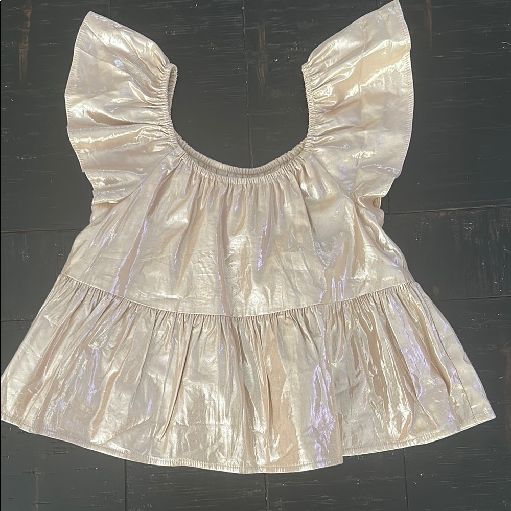 NWOT GAP Kids Shiny Flutter-Sleeve Blouse - Size M (8)